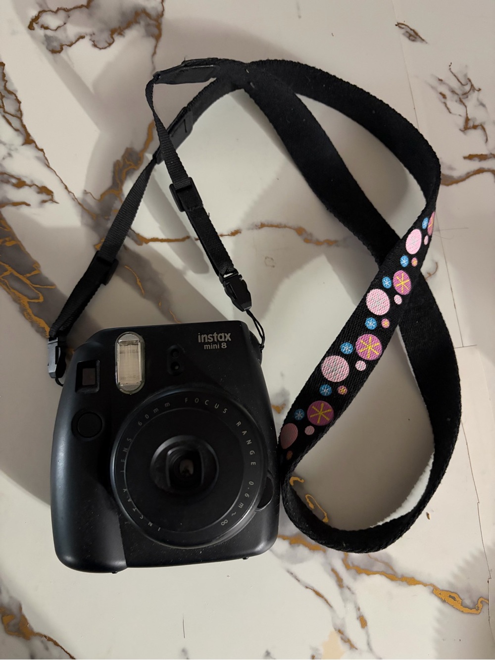 Fujifilm instax mini 8 Instant Camera - Black with Patterned Strap